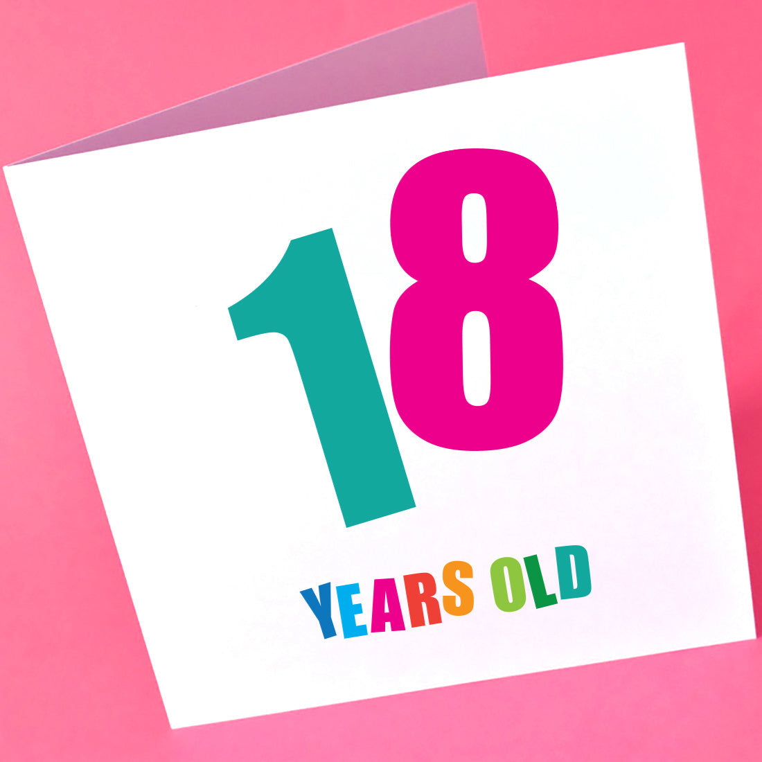18 Tears Old Birthday Card with bold, bright colours.