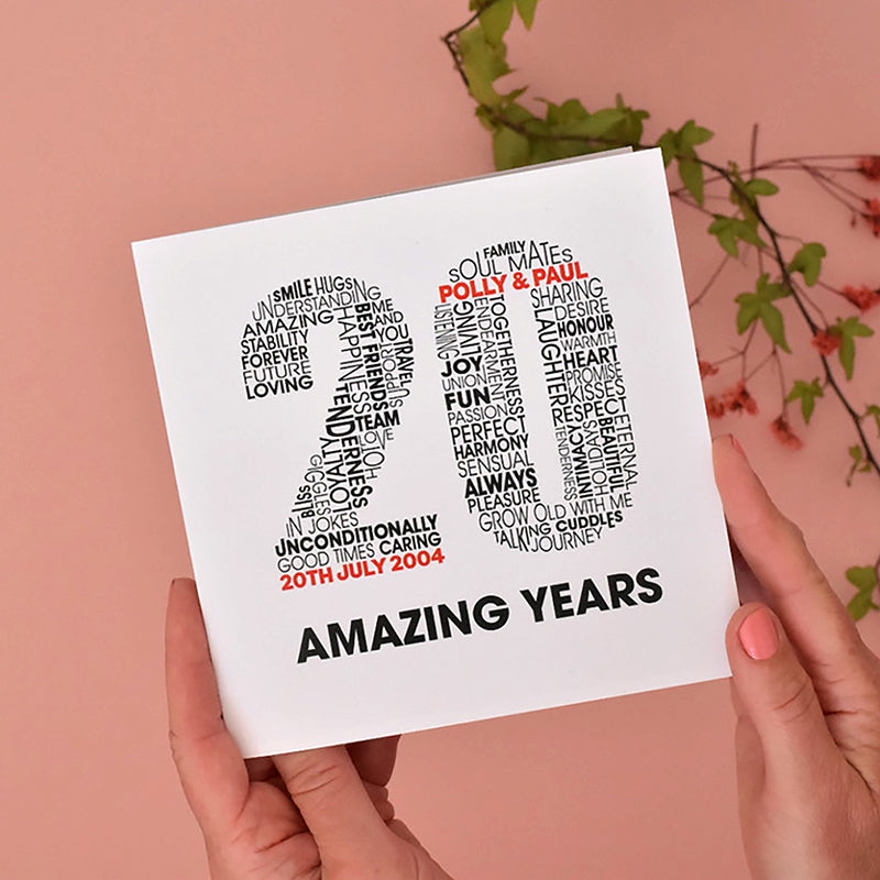 Words of Love Personalised Anniversary Card