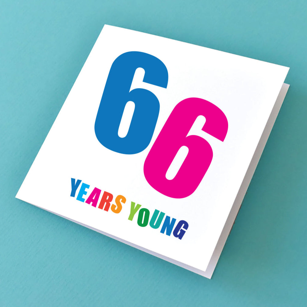 Colourful 66 Years Young Birthday Card