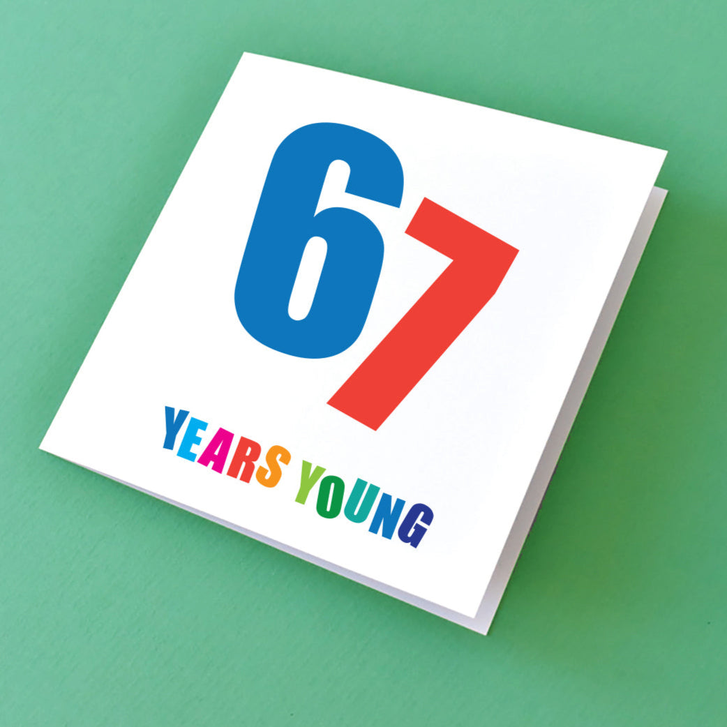 67th Birthday Card in bright colours