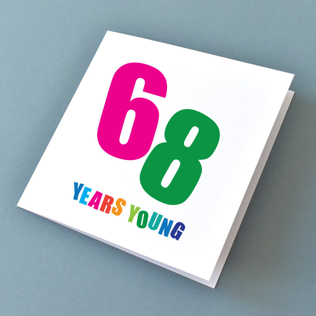 Meaningful 68th birthday card displayed, showcasing its distinctive design, perfect for embracing the joy of every single year.