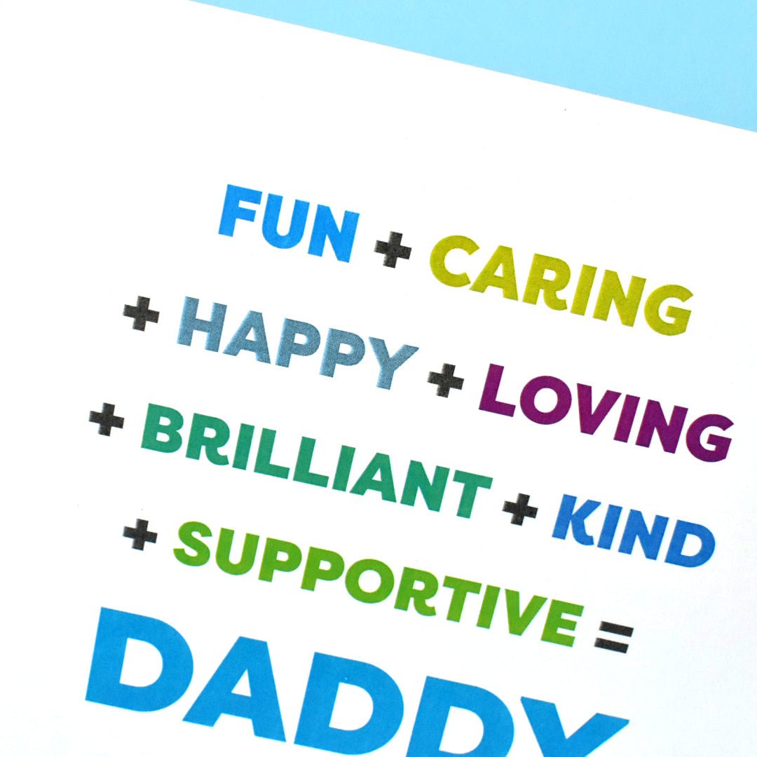 fun, caring daddy card full of love from the children