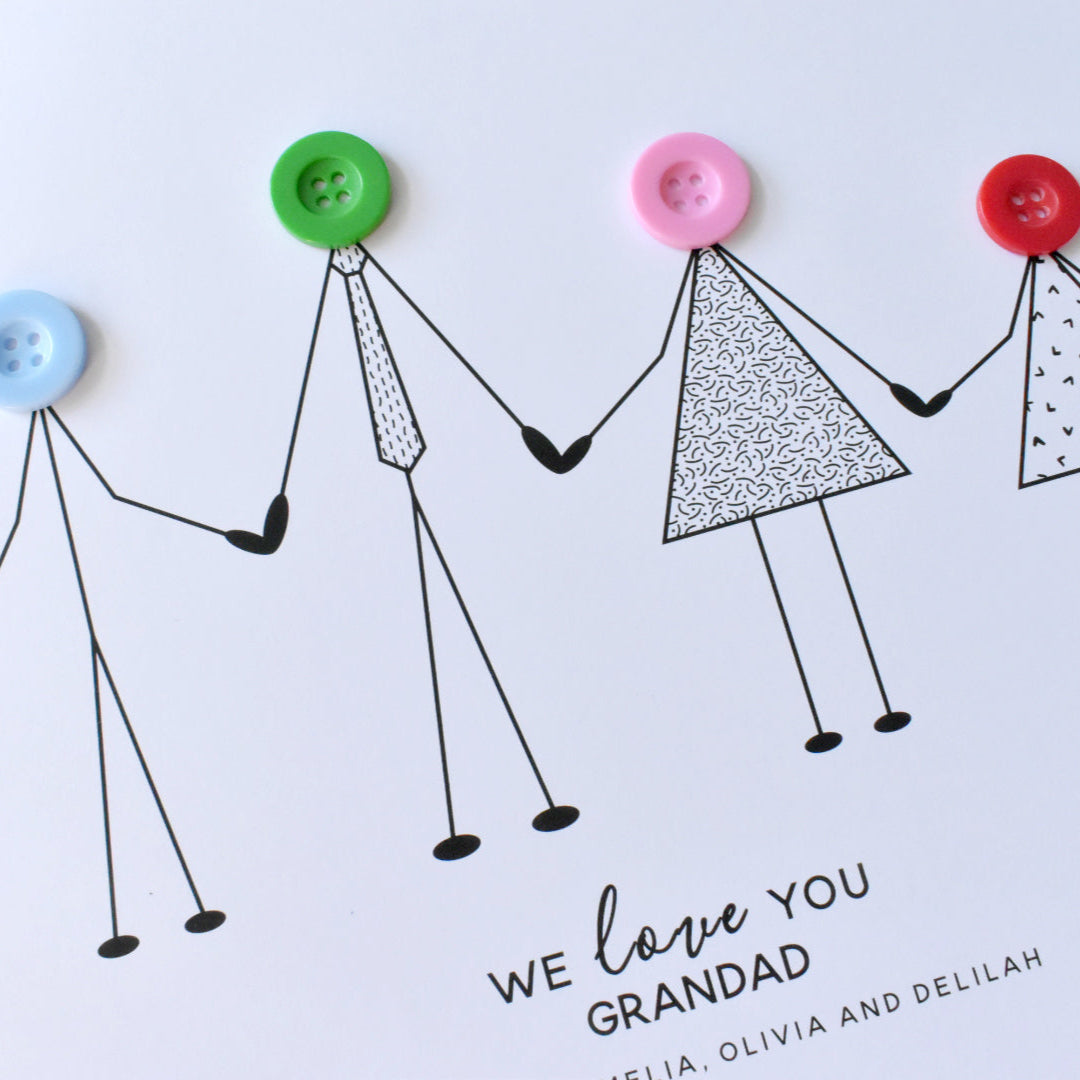 Grandad and his grandchildren of all ages on fully personalised print.