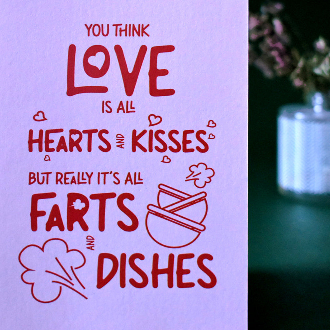 "Real Love Farts and Dishes" Funny Card