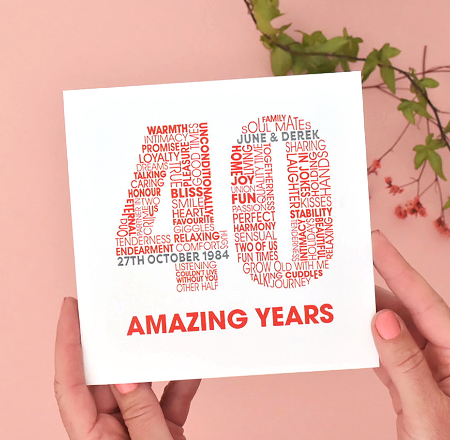 Words of Love Ruby Anniversary Card