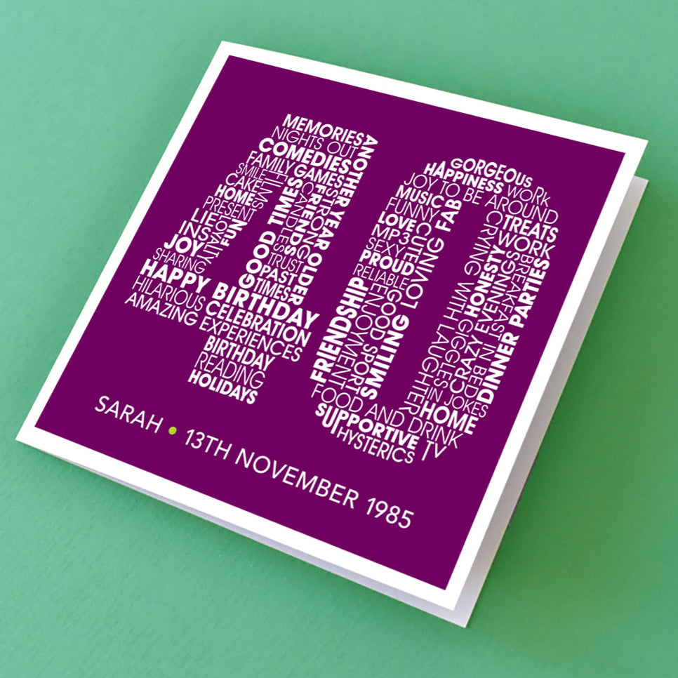 Gender neutral 40th birthday card.
