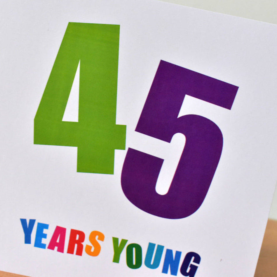 45 Years Young Birthday Card
