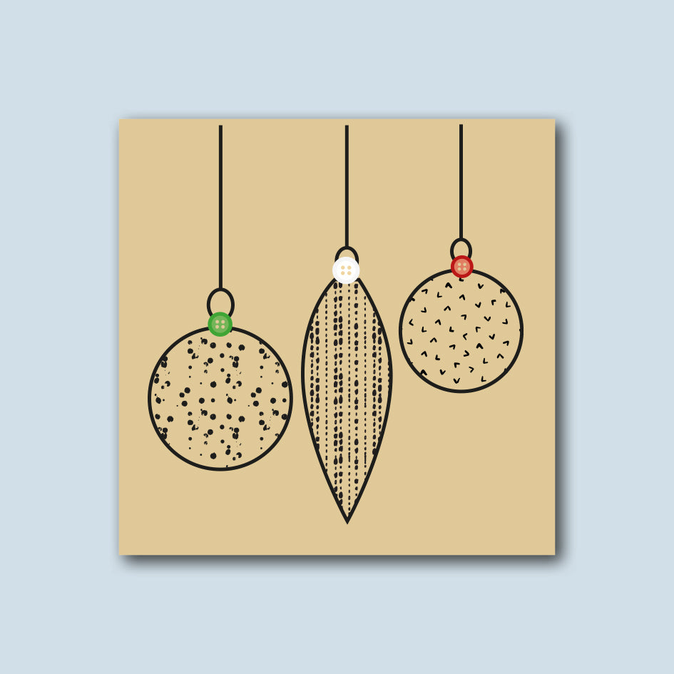 Pack of 5 Christmas Baubles Cards - WHOLESALE PACK OF 6 (30 cards in total)