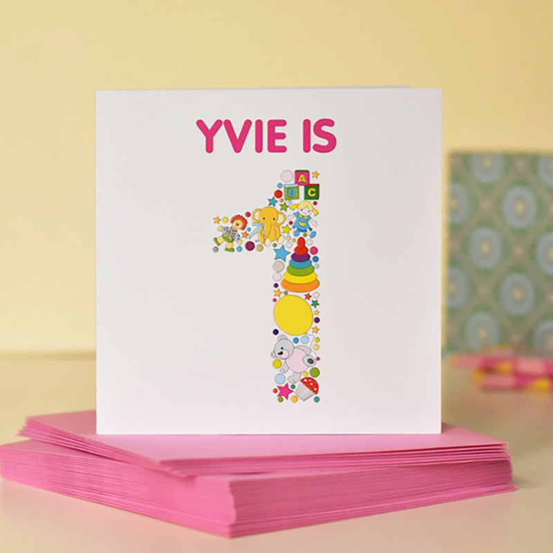 Personalised Children's Birthday Card for Ages 1 Girl