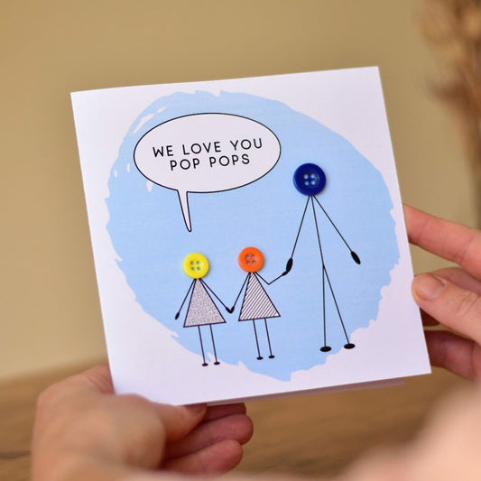 Love You Grandad Button People Card