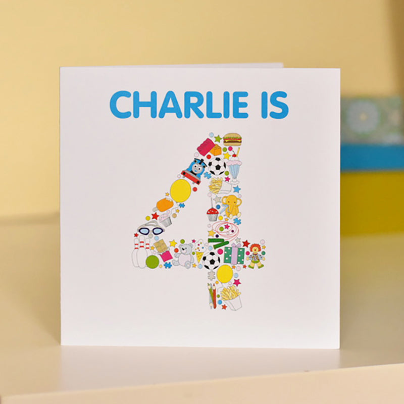 Personalised Children's Birthday Card for Age 4 Boy