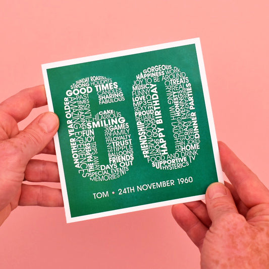 Typographic Personalised 60th Birthday Card