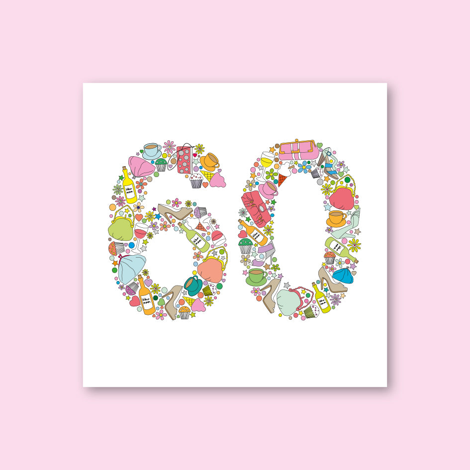 Female 60th Birthday Card - WHOLESALE PACK OF 6