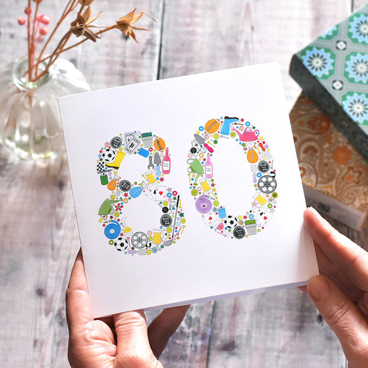 80th Birthday Card for Him - Hobbies and Interests