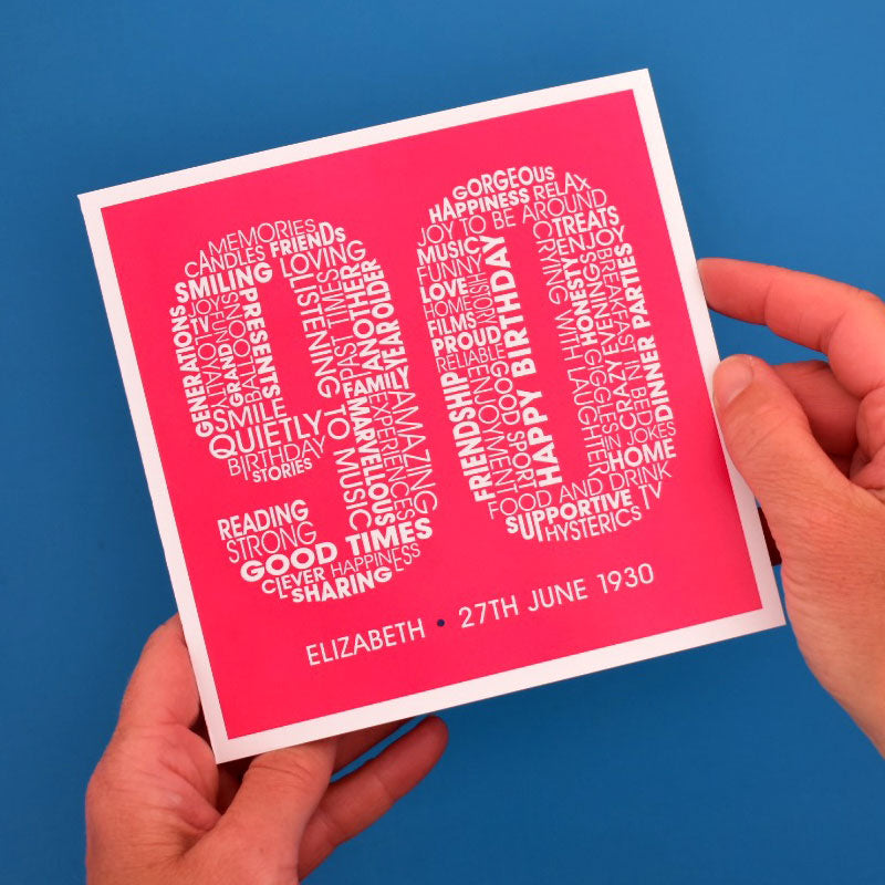 Typographic Personalised 90th Birthday Card
