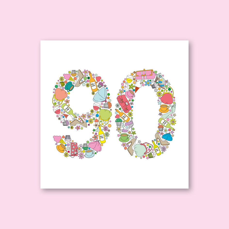 Female 90th Birthday Card - WHOLESALE PACK OF 6