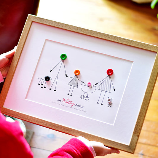 Button Family Print - Unframed