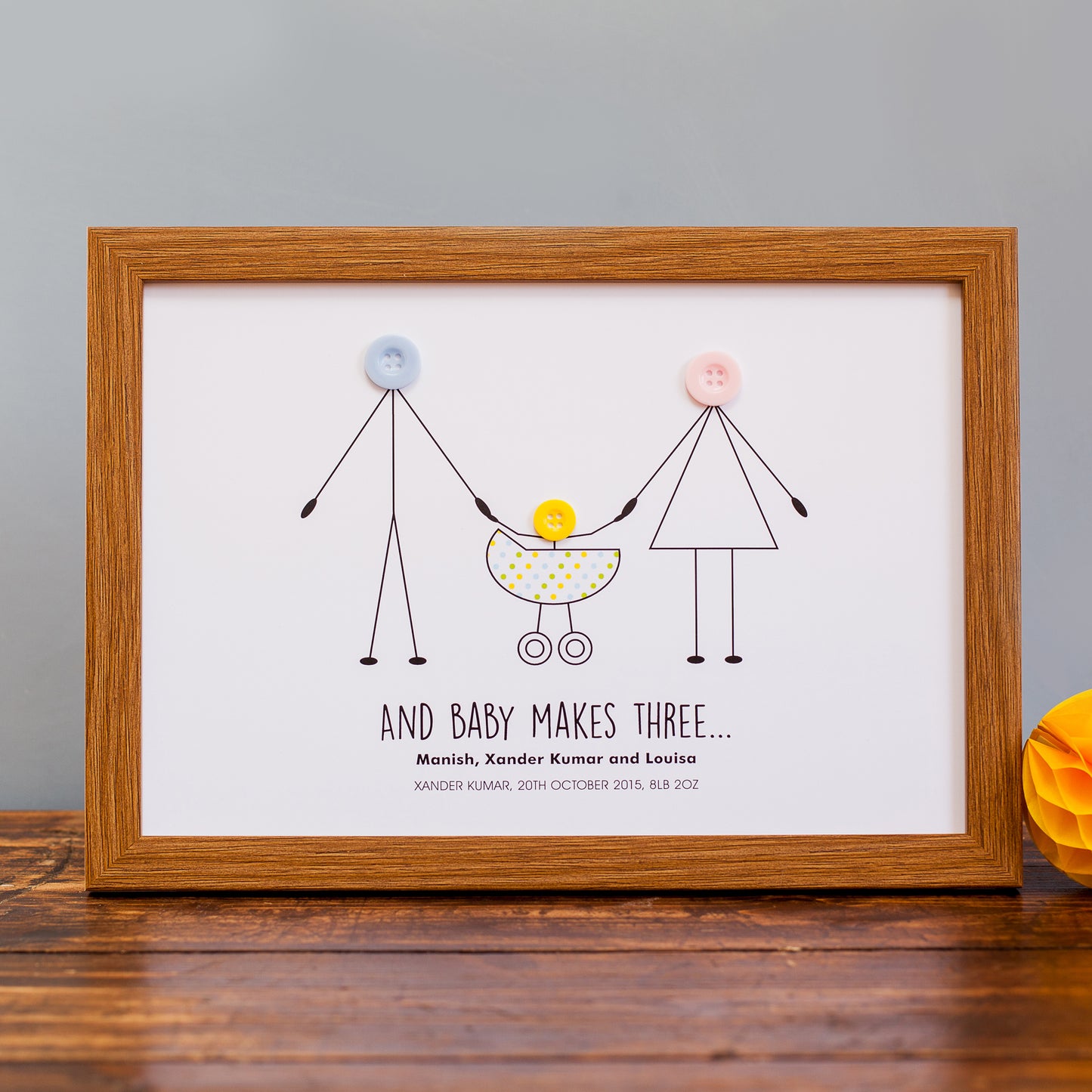 Button "And Baby Makes Three" Print - Unframed
