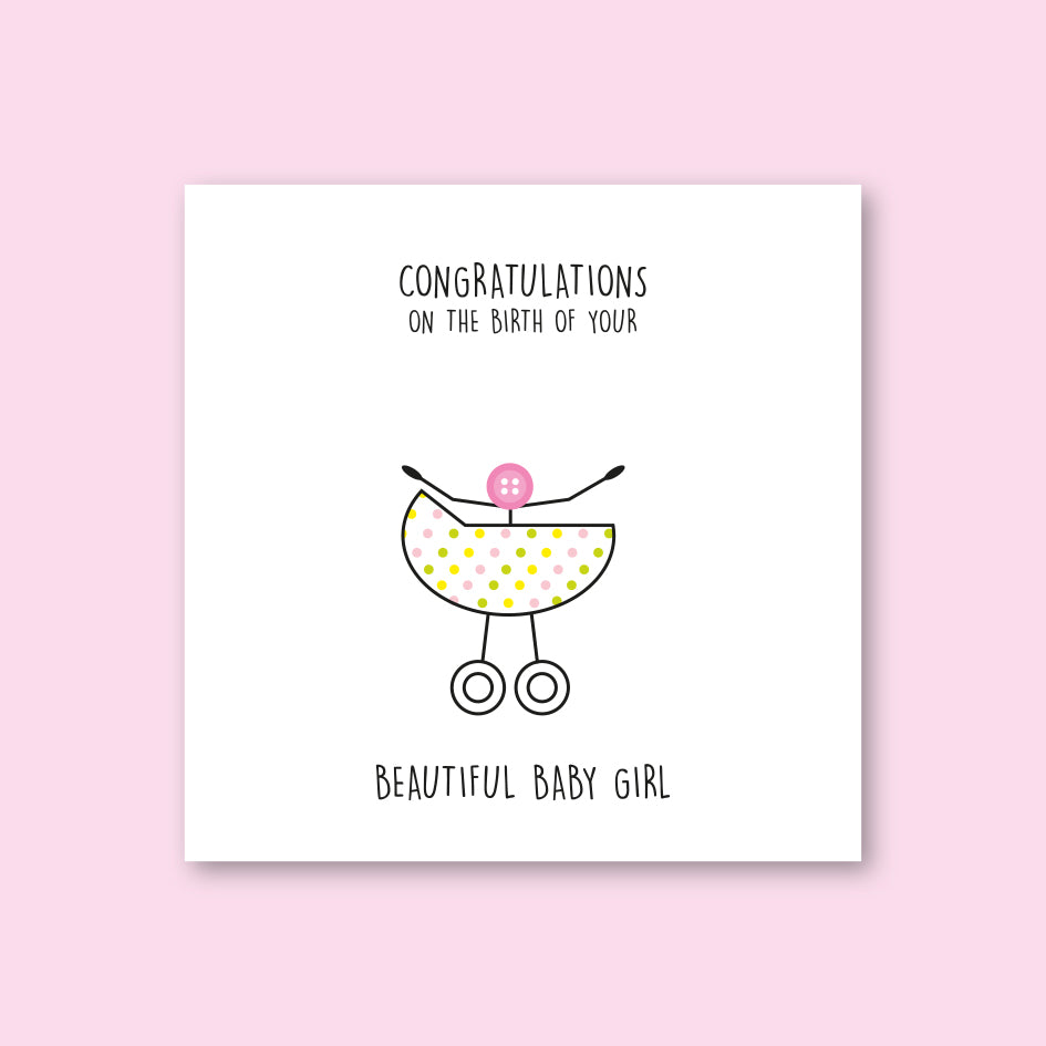 Baby Girl Card - WHOLESALE PACK OF 6