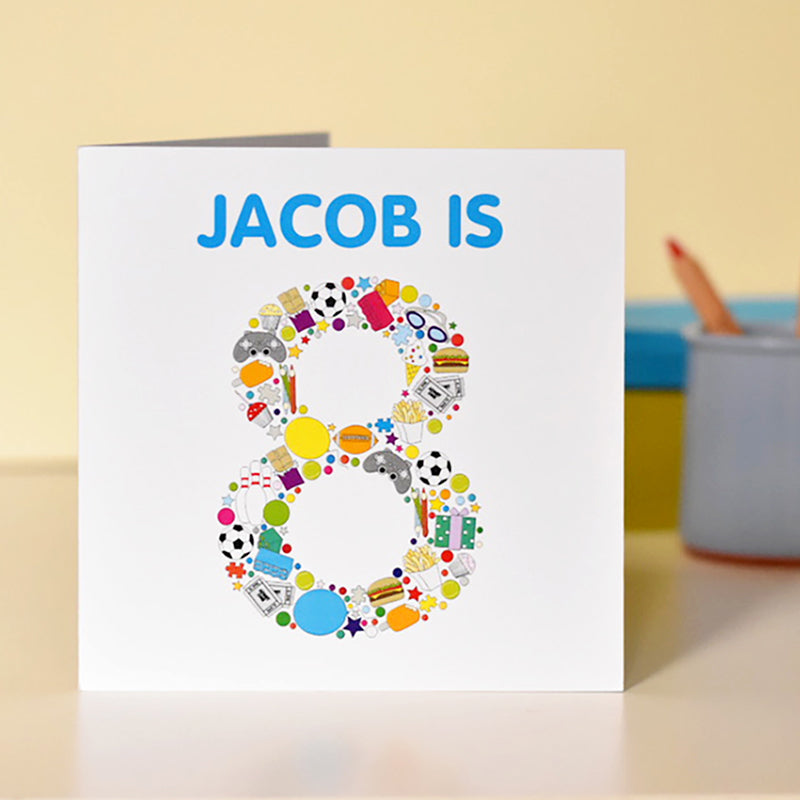Personalised Children's Birthday Card for Ages 8 Boy