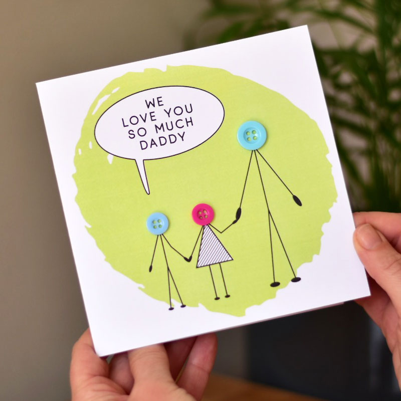 Love You Daddy Button People Father's Day Card