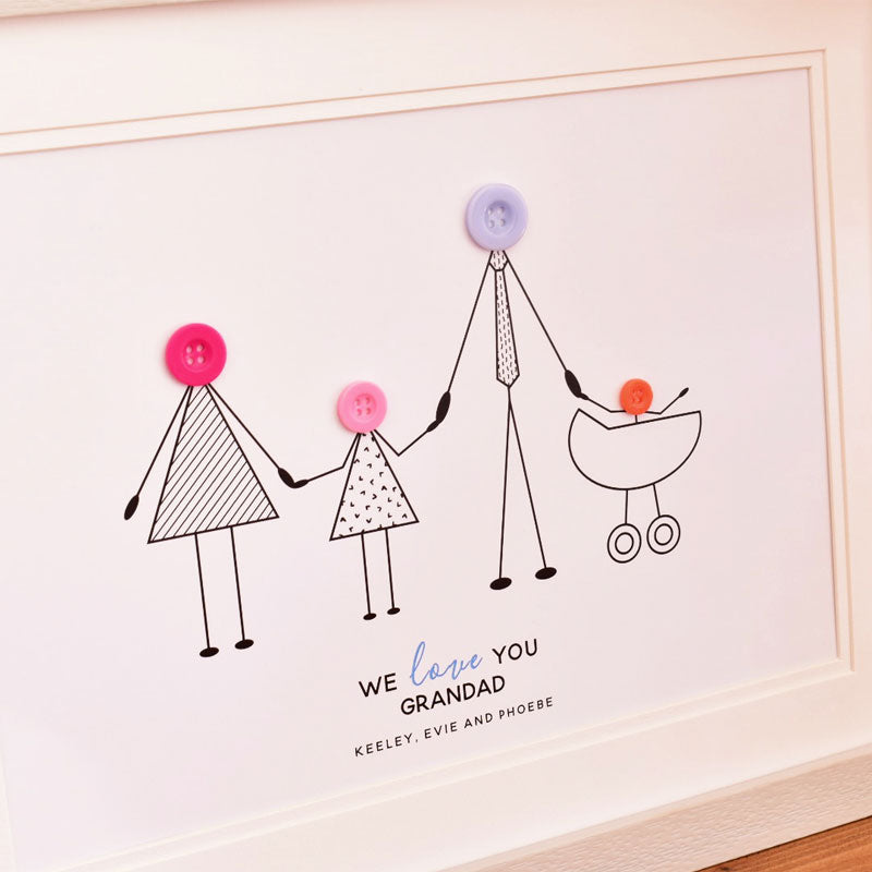 Button Grandad Print - Unframed