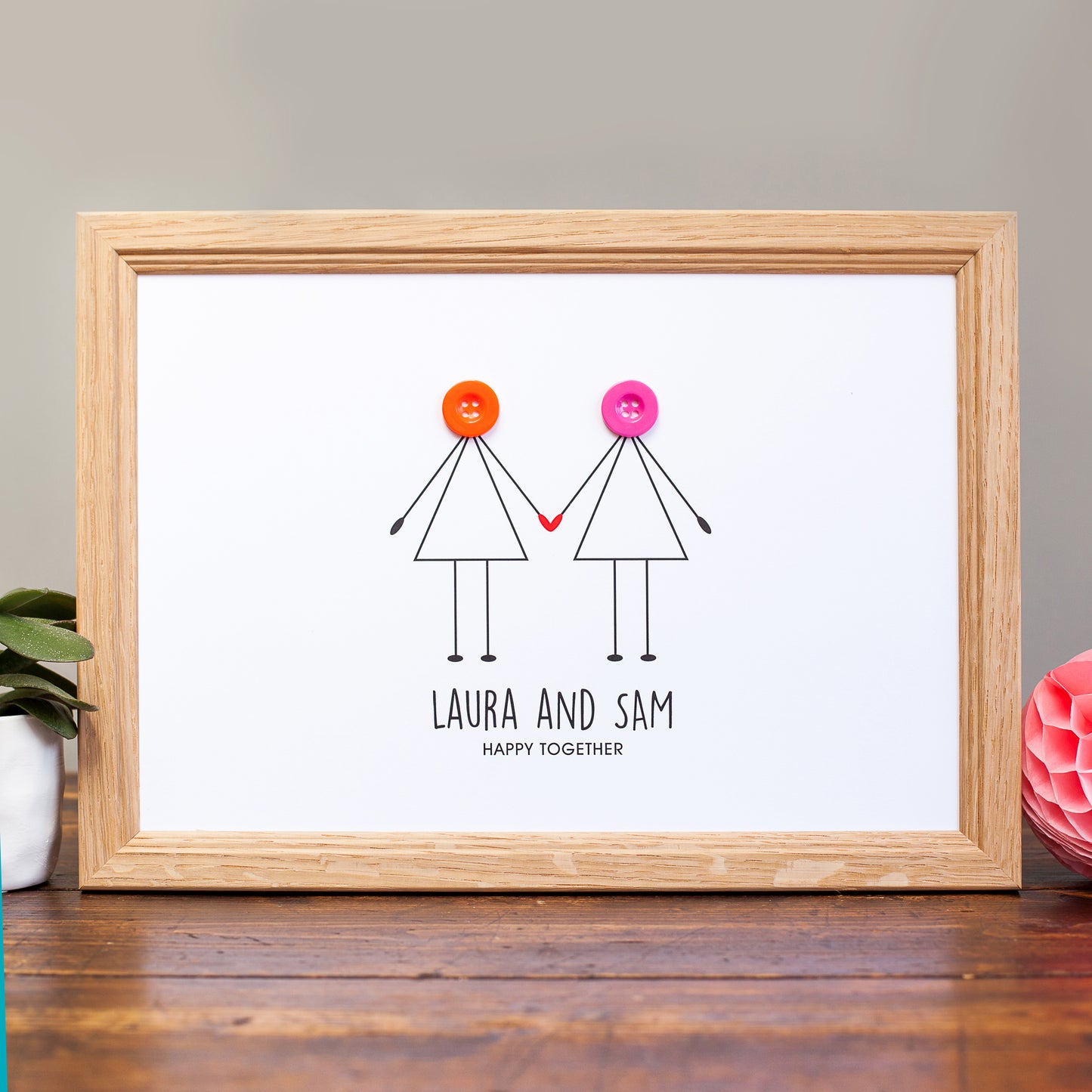 Button Couple Print - Unframed