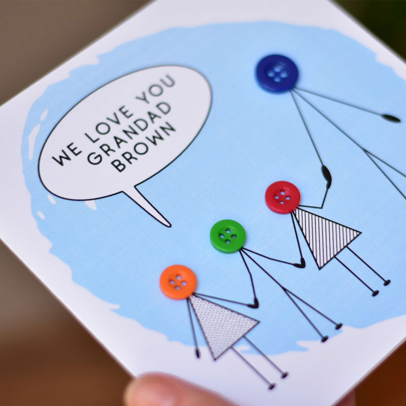 Love You Grandad Button People Card