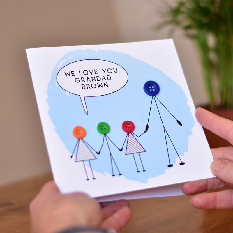 Love You Grandad Button People Card