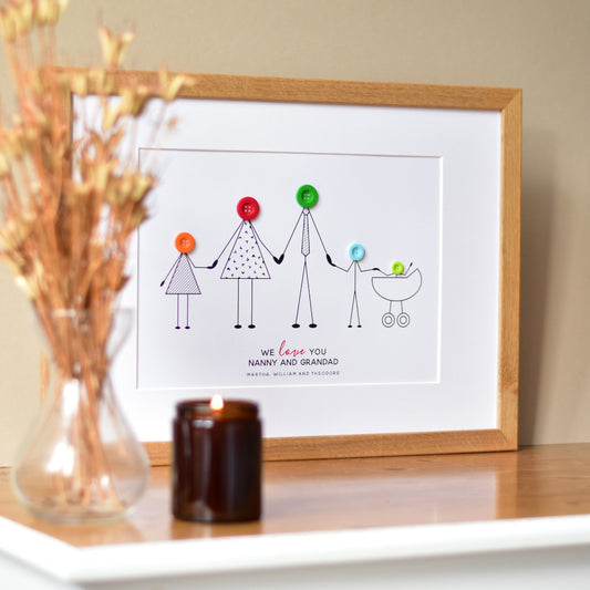 Button Grandparents Print - Unframed