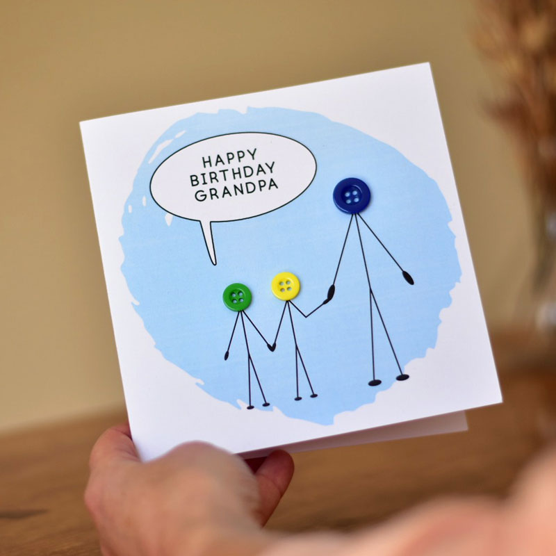Love You Grandad Button People Card