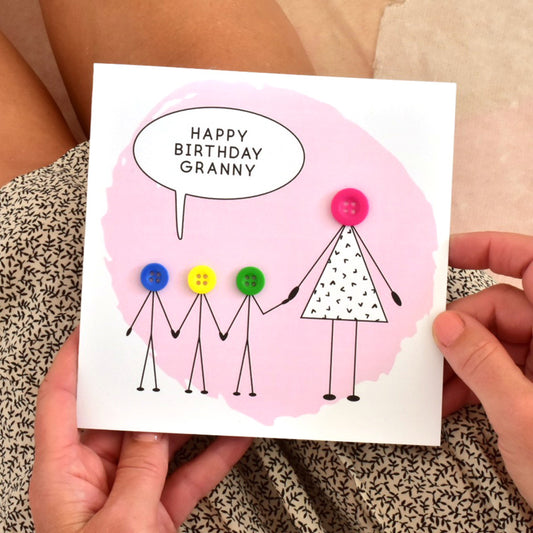 Love You Grandma Button People Card