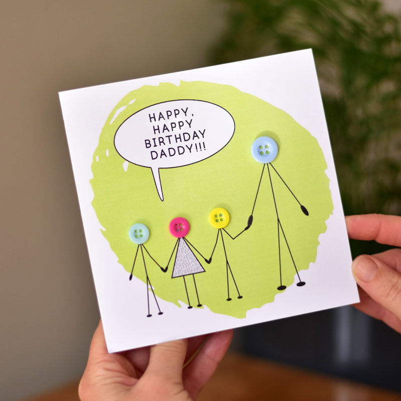 Love You Daddy Button People Father's Day Card