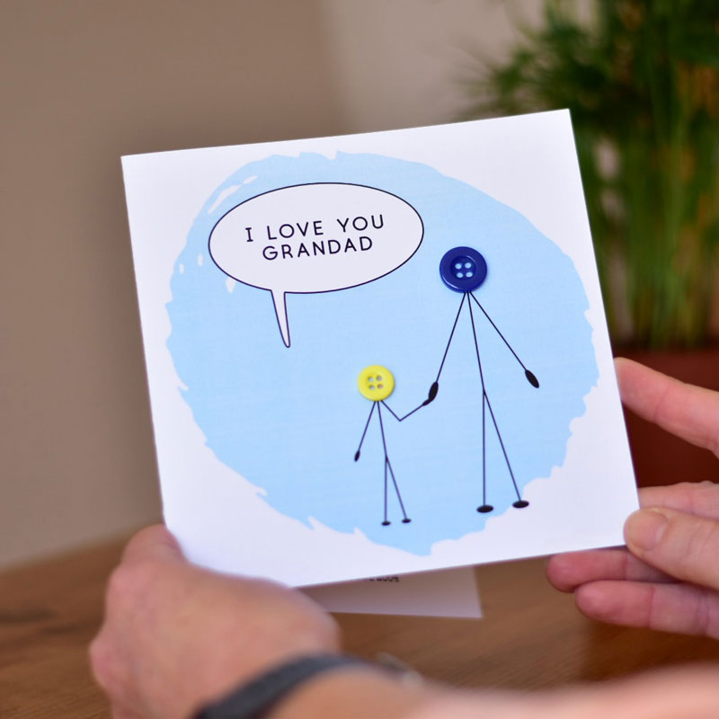Love You Grandad Button People Card
