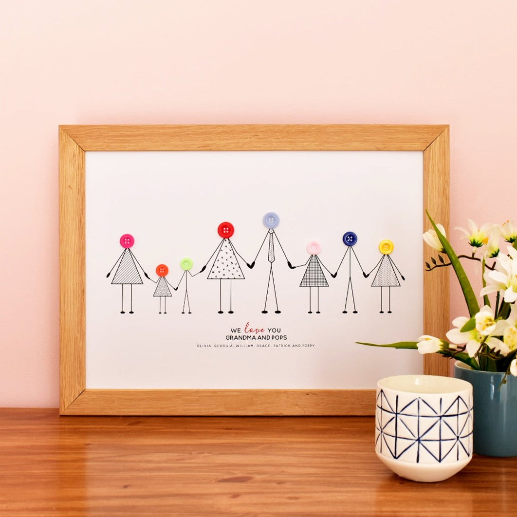 Button Grandparents Print - Unframed