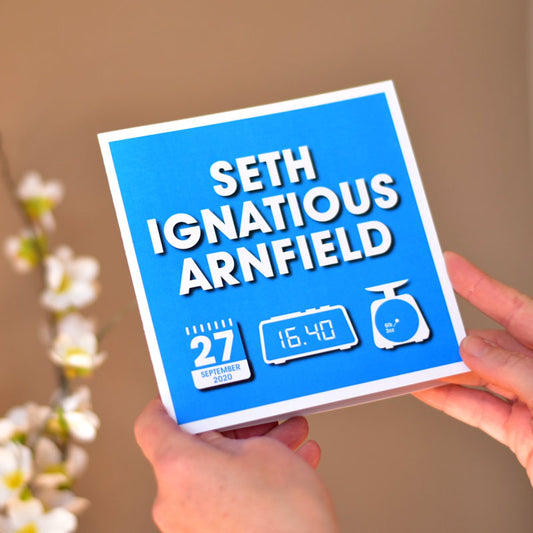 Personalised New Baby Stats Card