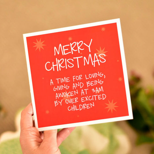 Over Excited Children Christmas Card