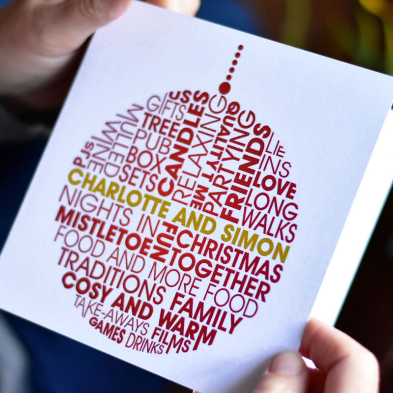 Personalised Couples Bauble Christmas Card