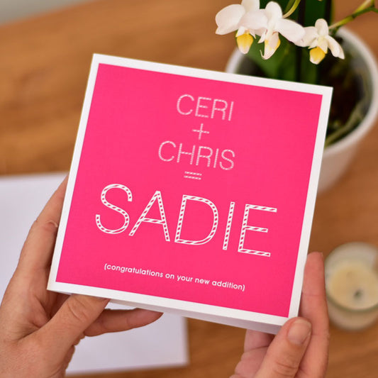 Personalised New Addition Baby Girl Card