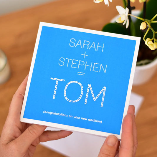 Personalised New Addition Baby Boy Card
