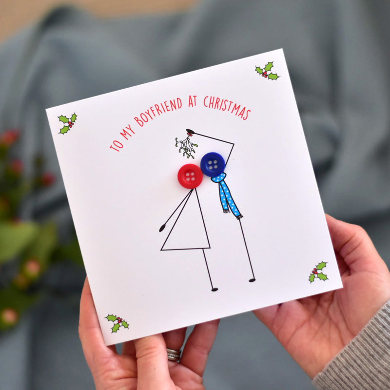To My Boyfriend Mistletoe Kiss Christmas Card