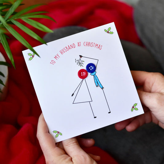 To My Husband Mistletoe Kiss Christmas Card