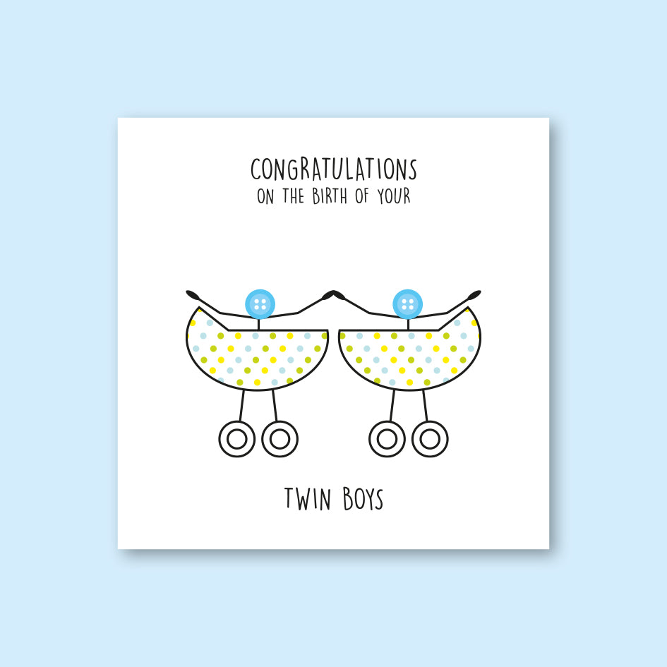 Twin Boys Card - WHOLESALE PACK OF 6