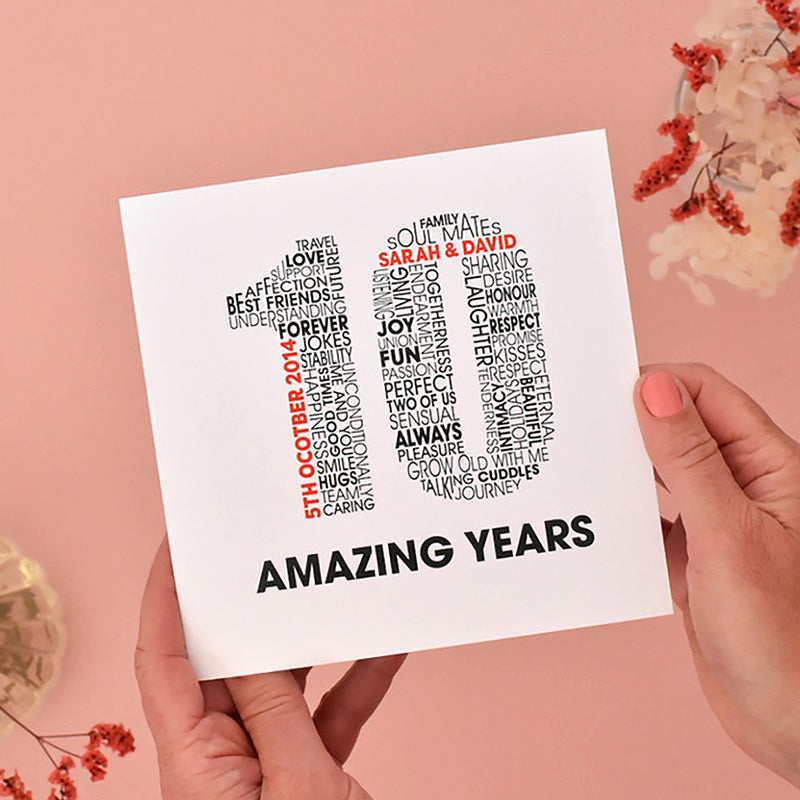 Words of Love Personalised Anniversary Card
