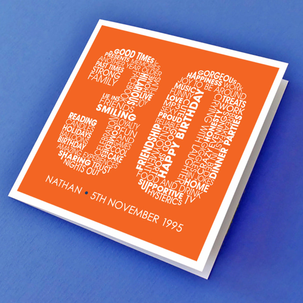 Positive Attributes Birthday Card for turning 30 years old.