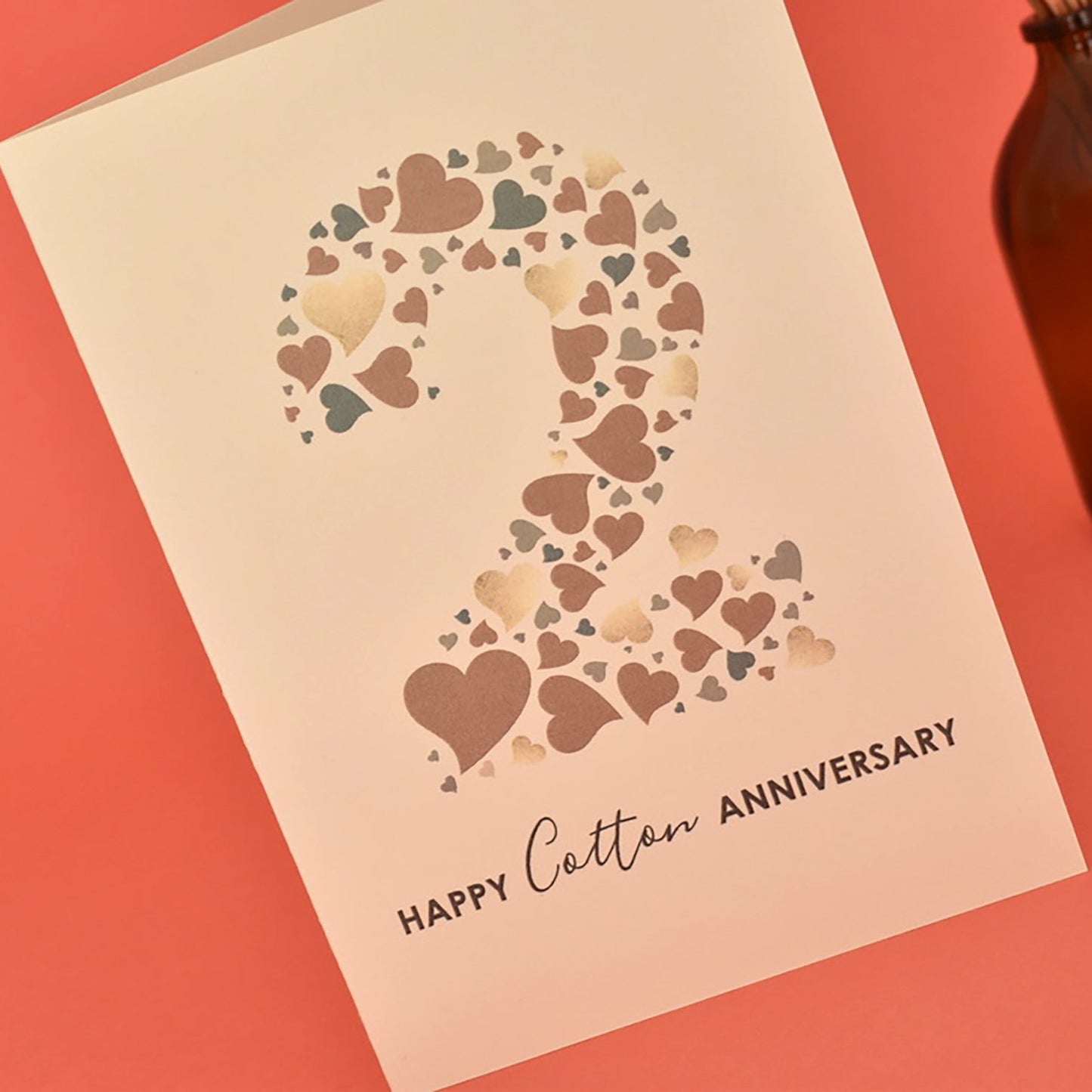 Cotton 2nd Wedding Anniversary Card with Love Hearts