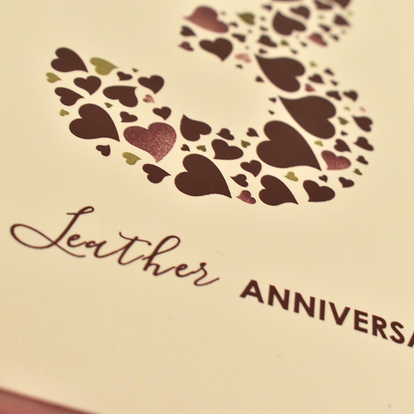 Detailing on 3rd Leather anniversary card.