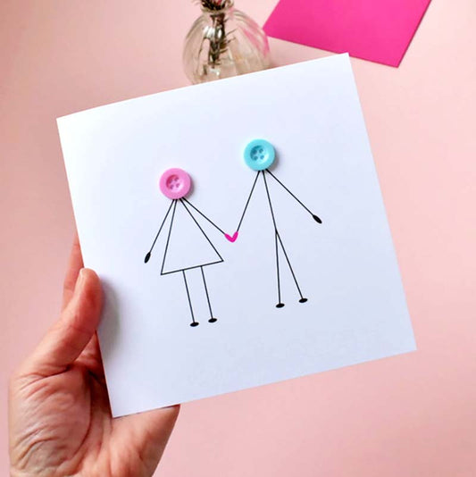 Holding Hands Button People Card