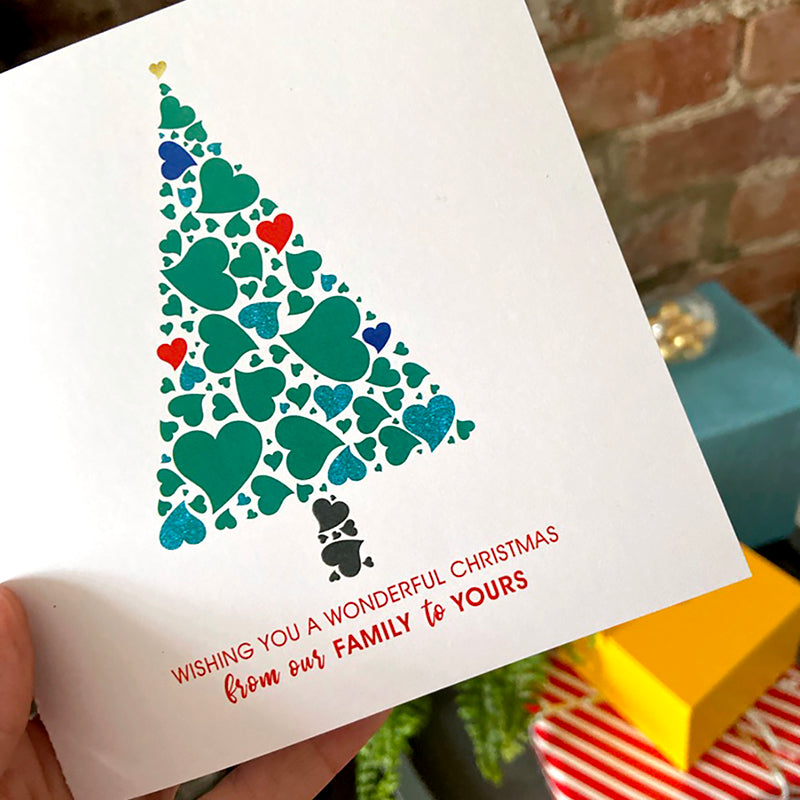Pack of 5 Personalised Family Christmas Tree Cards