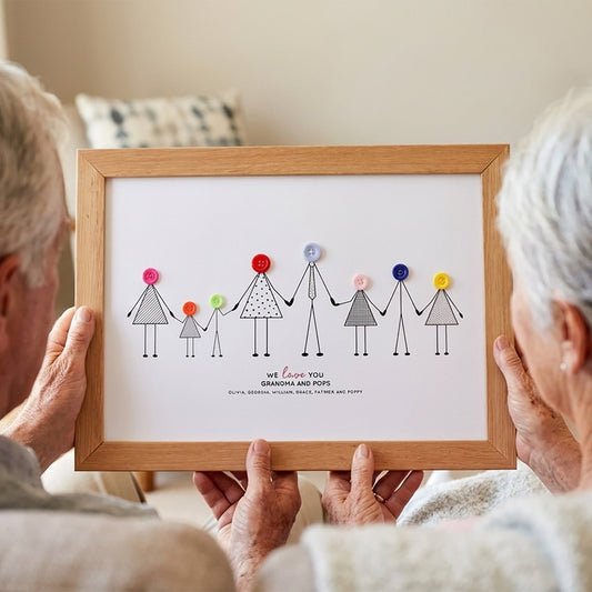Personalised Print featuring grandparents alongside their grandchildren.
